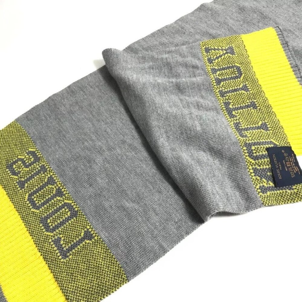 LOUIS VUITTON M71230 Echarpes-Louis logo Scarf wool yellow/gray - Picture 6 of 10